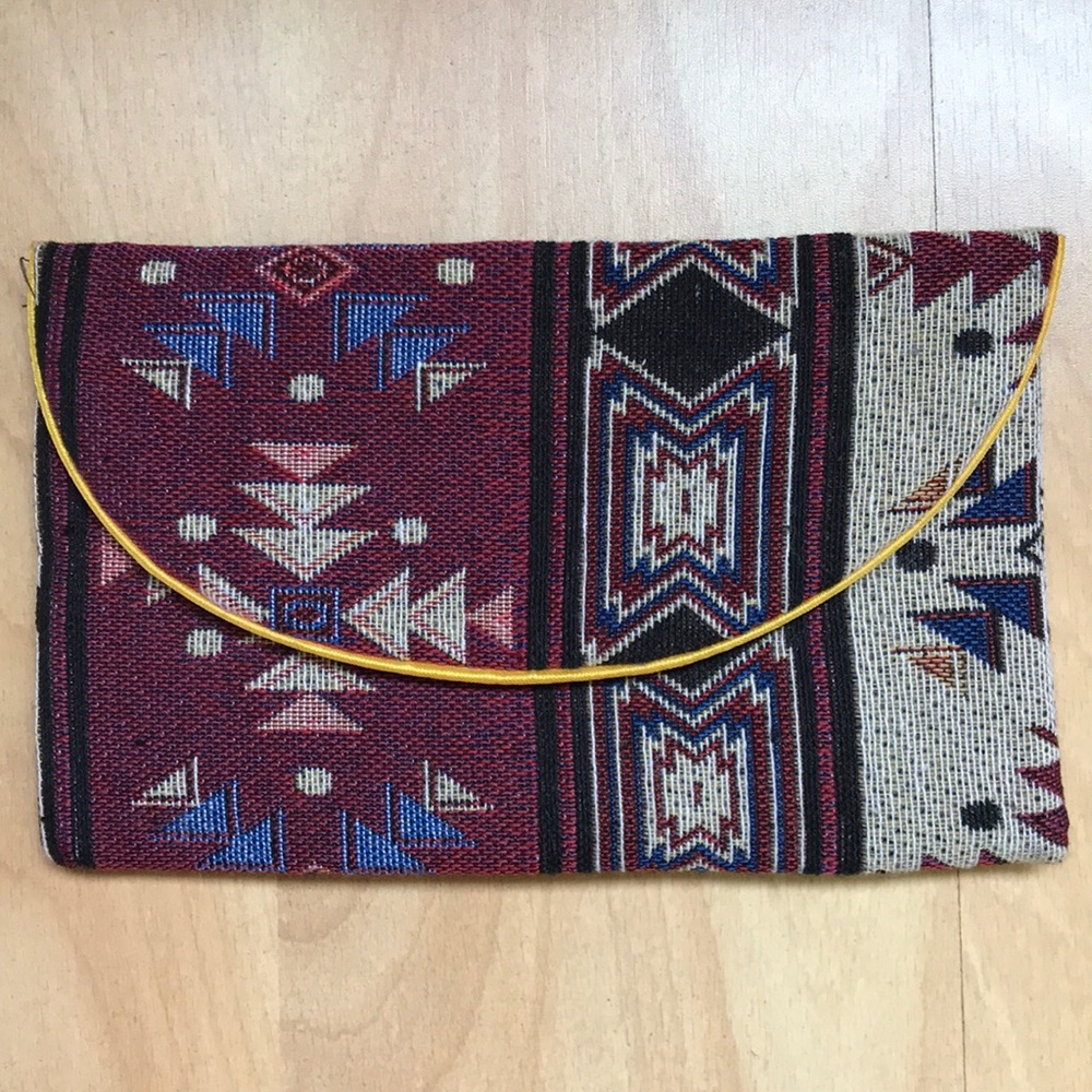 Woven Boho Ethnic Geo Colorful Clutch